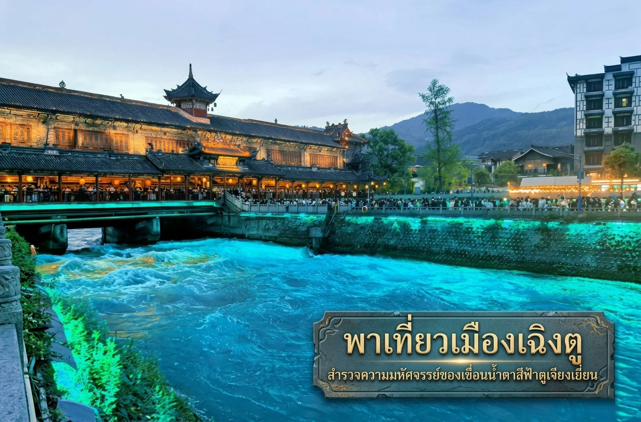 พาเที่ยวเมืองเฉิงตู สำรวจความมหัศจรรย์ของเขื่อนน้ำตาสีฟ้าตูเจียงเยี่ยน
