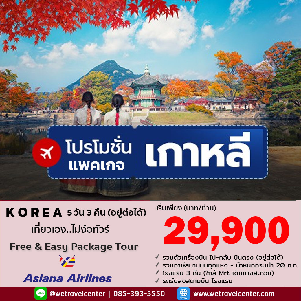 แพคเกจโซล (เกาหลีใต้) อิสระ 5 วัน 3 คืน ( พร้อมรับส่งสนามบิน) seoul south korea