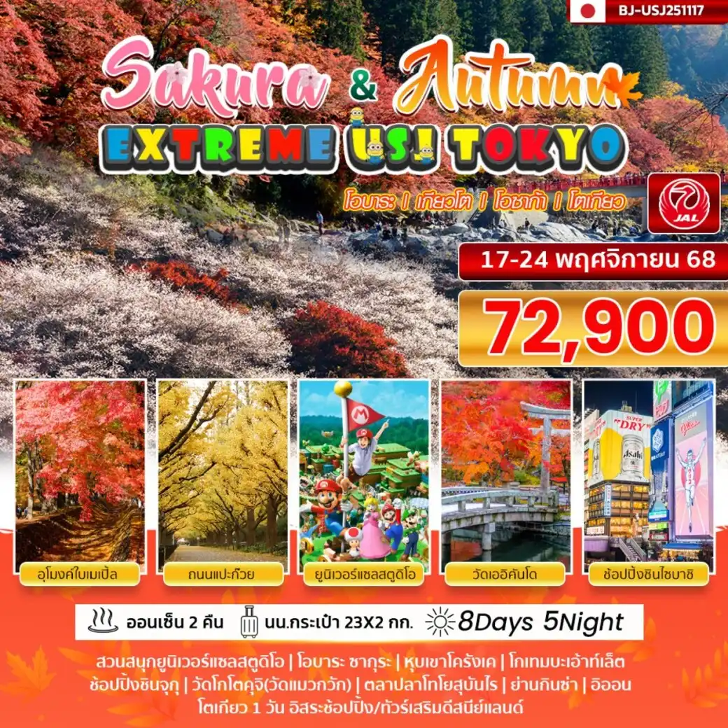 ทัวร์ญี่ปุ่น  TOKYO SAKURA & AUTUMN 8วัน 5คืน (JL)