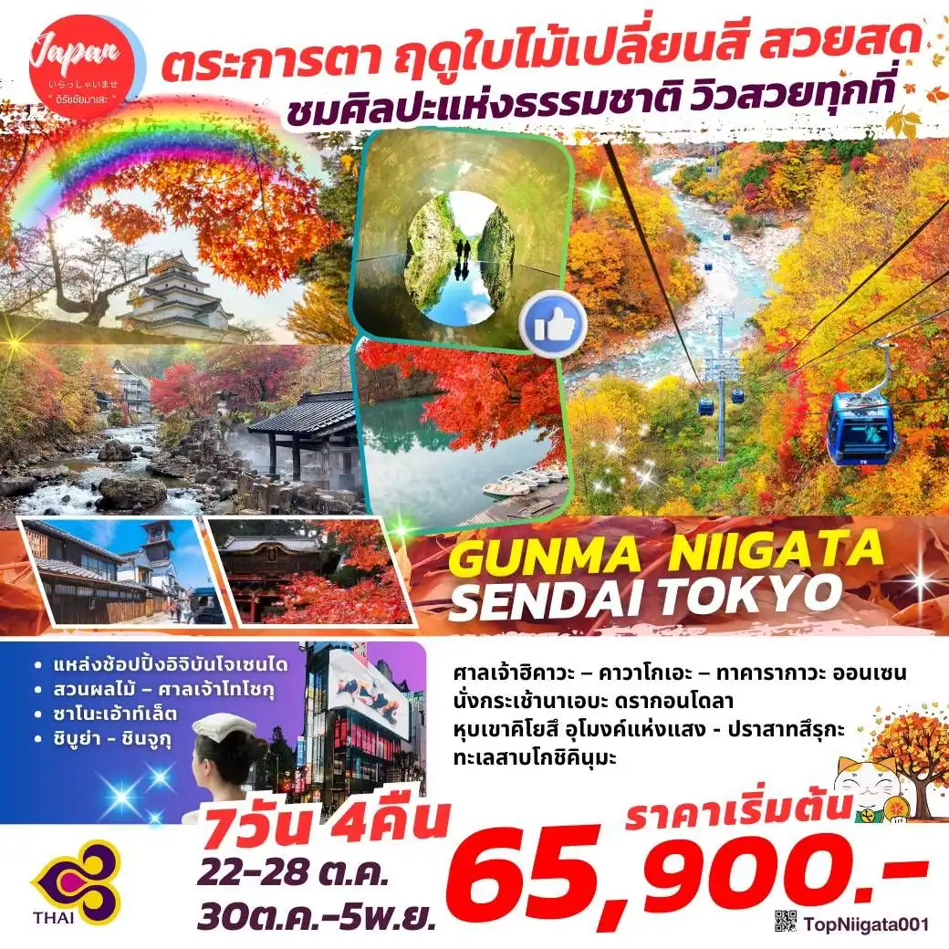 ทัวร์ญี่ปุ่น GUNMA NIIGATA SENDAI TOKYO 7วัน 4คืน (TG)