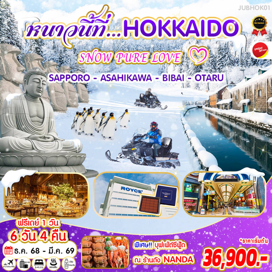 ทัวร์ญี่ปุ่น หนาวนี้ที่...HOKKAIDO SNOW PURE LOVE 6วัน 4คืน (VZ)